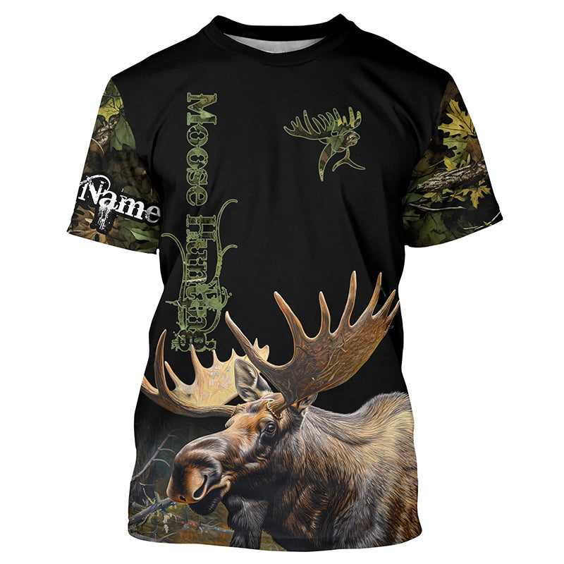 Moose Hunting Green Camo 3D All Over print shirts personalized hunting apparel
