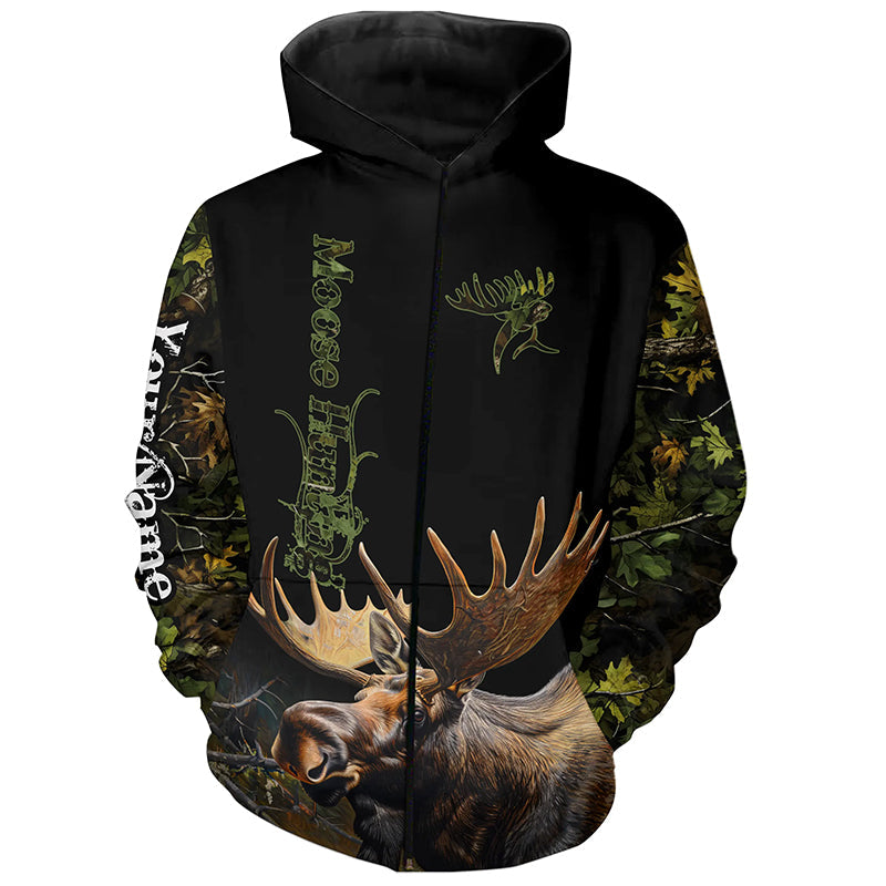 Moose Hunting Green Camo 3D All Over print shirts personalized hunting apparel