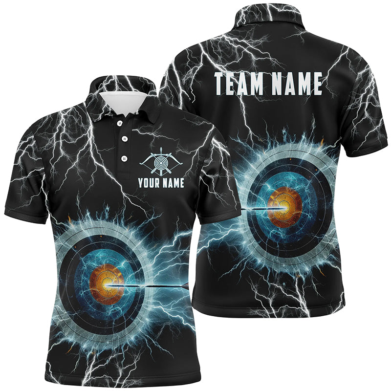 Personalized Thunder Lighting Target Archery 3D Polo Shirts, Custom Archery Team Jerseys