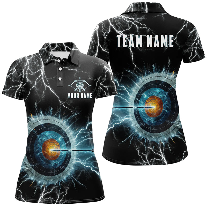 Personalized Thunder Lighting Target Archery 3D Polo Shirts, Custom Archery Team Jerseys