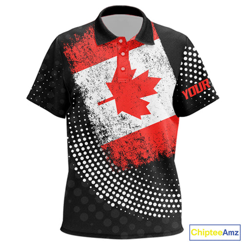 Personalized golf polo shirts Vintage Canadian Flag Custom black patriotic golf tops