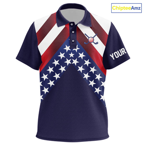 Red, White and Blue American Flag golf polo shirts Custom Patriotic golf outfit