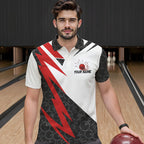 Black and White Bowling Polo, Quarter Zip Shirt Custom Lightning Team bowling jerseys