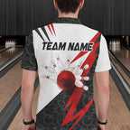 Black and White Bowling Polo, Quarter Zip Shirt Custom Lightning Team bowling jerseys