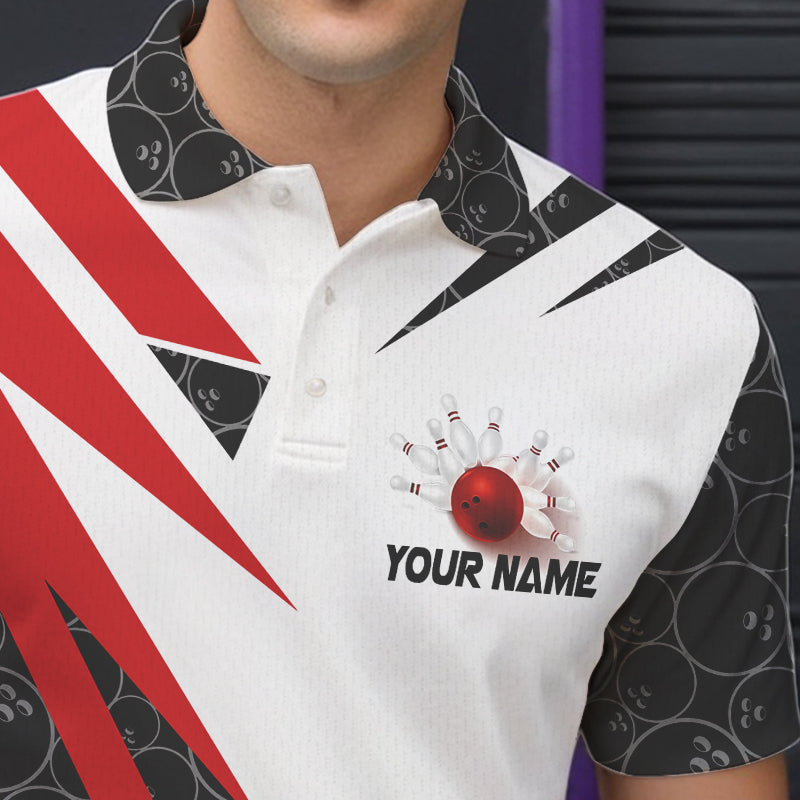 Black and White Bowling Polo, Quarter Zip Shirt Custom Lightning Team bowling jerseys
