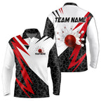 Black and White Bowling Polo, Quarter Zip Shirt Custom Lightning Team bowling jerseys