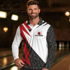 Black and White Bowling Polo, Quarter Zip Shirt Custom Lightning Team bowling jerseys