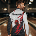 Black and White Bowling Polo, Quarter Zip Shirt Custom Lightning Team bowling jerseys