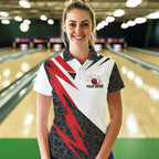 Black and White Bowling Polo, Quarter Zip Shirt Custom Lightning Team bowling jerseys