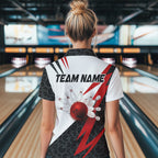 Black and White Bowling Polo, Quarter Zip Shirt Custom Lightning Team bowling jerseys