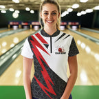 Black and White Bowling Polo, Quarter Zip Shirt Custom Lightning Team bowling jerseys