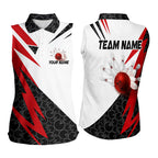 Black and White Bowling Sleeveless Polo Shirt Custom Lightning Team bowling jerseys
