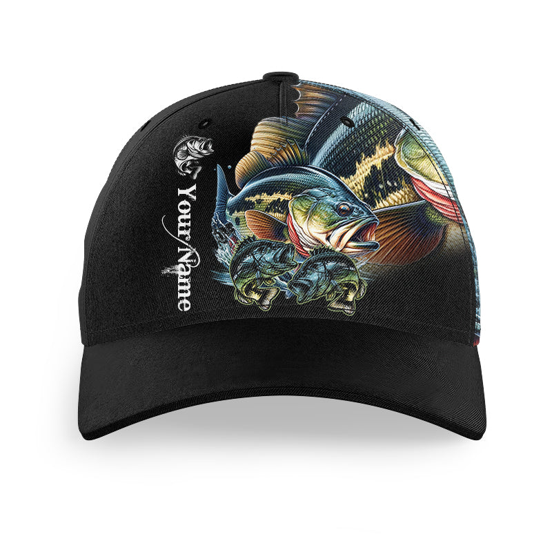 Largemouth Bass fishing green Custom fishing hat Unisex Fishing Baseball Angler hat cap