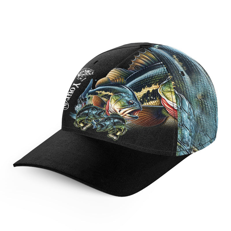 Largemouth Bass fishing green Custom fishing hat Unisex Fishing Baseball Angler hat cap