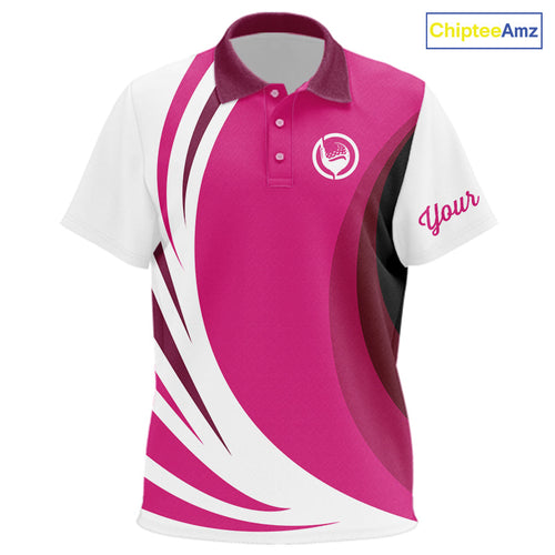 golf polo shirts custom name pink and white golf shirt, team golf shirts