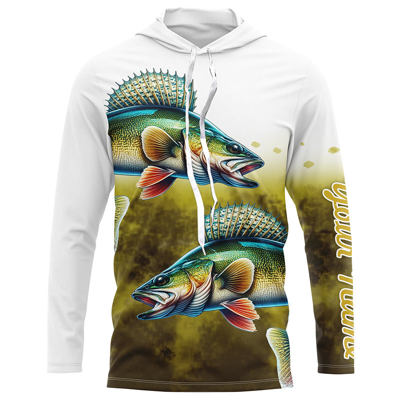 Walleye Fishing Yellow scales Customize Name 3D All Over Printed Shirts, Personalized Fishing Gifts