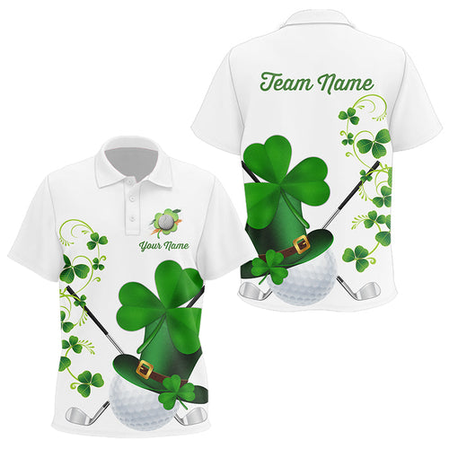 Green shamrock golf ball clubs Lucky polo golf shirts Custom St Patrick Day team golf jerseys