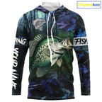 Crappie Fishing blue camo fishing team crappie Custom name Long Sleeve UV protection fishing shirts