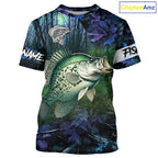 Crappie Fishing blue camo fishing team crappie Custom name Long Sleeve UV protection fishing shirts