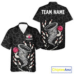 Funny storm tornado Black Camo Bowling Hawaiian Shirts Custom Bowling Team Button up shirt