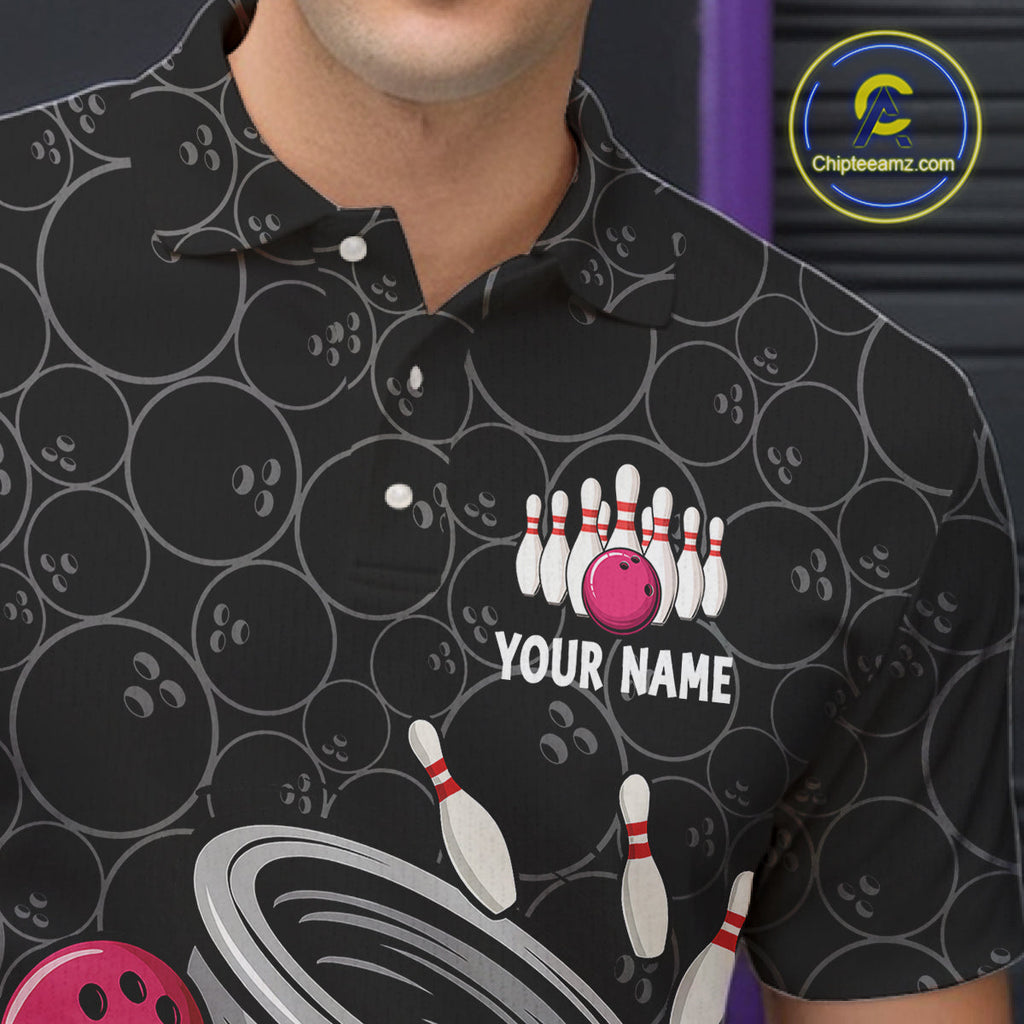 Funny storm tornado Black Camo Bowling Polo, 1/4 Zip Shirts Custom Bowling Team Jerseys