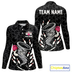 Funny storm tornado Black Camo Bowling Polo, 1/4 Zip Shirts Custom Bowling Team Jerseys