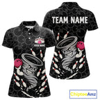 Funny storm tornado Black Camo Bowling Polo, 1/4 Zip Shirts Custom Bowling Team Jerseys