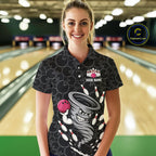 Funny storm tornado Black Camo Bowling Polo, 1/4 Zip Shirts Custom Bowling Team Jerseys