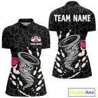 Funny storm tornado Black Camo Bowling Polo, 1/4 Zip Shirts Custom Bowling Team Jerseys