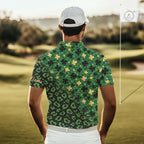 Green and Gold Clover glitter leopard St Patrick's day pattern custom shamrock golf polo shirts