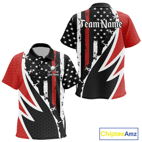 Red, White and Black American Flag Golf polo shirt Custom Patriotic Team Golf attire