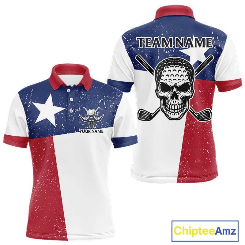 Grunge Texas Flag Golf Polo Shirts Custom patriotic Texas Team Golf outfit