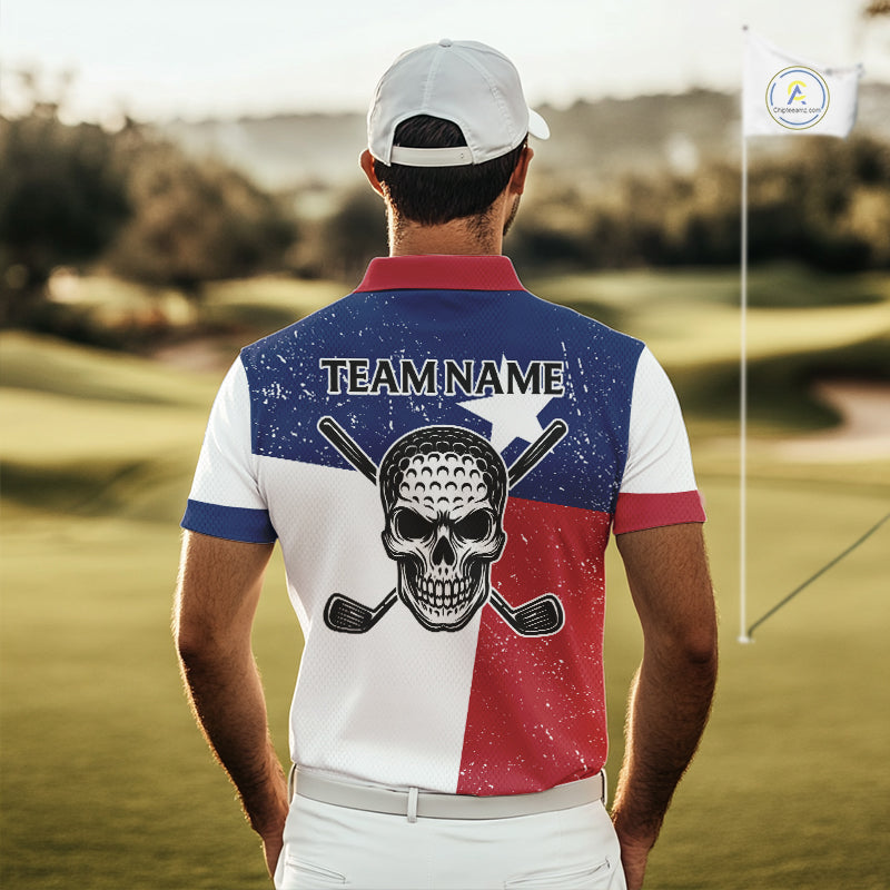 Grunge Texas Flag Golf Polo Shirts Custom patriotic Texas Team Golf outfit