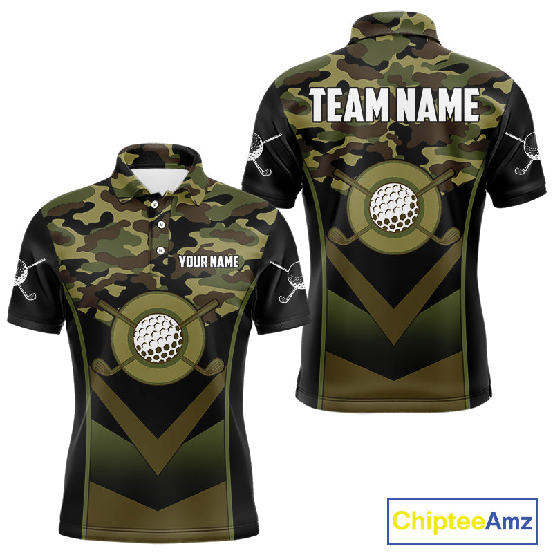 Black green camo Golf Polo shirts Custom golf outfit, personalized golf gifts