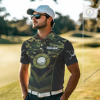 Black green camo Golf Polo shirts Custom golf outfit, personalized golf gifts