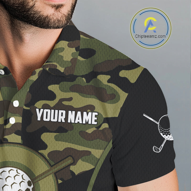 Black green camo Golf Polo shirts Custom golf outfit, personalized golf gifts