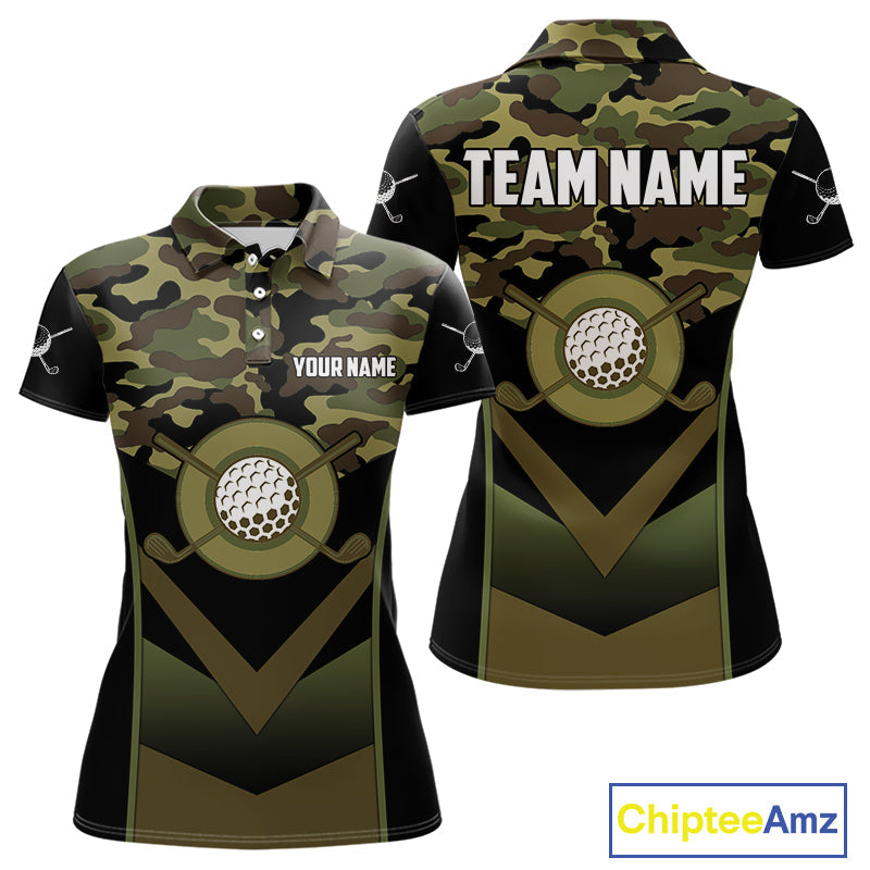Black green camo Golf Polo shirts Custom golf outfit, personalized golf gifts