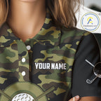Black green camo Golf Polo shirts Custom golf outfit, personalized golf gifts