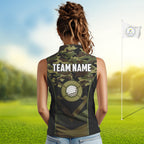 Black green camo Sleeveless Polo shirt Custom golf outfit, personalized golf gifts