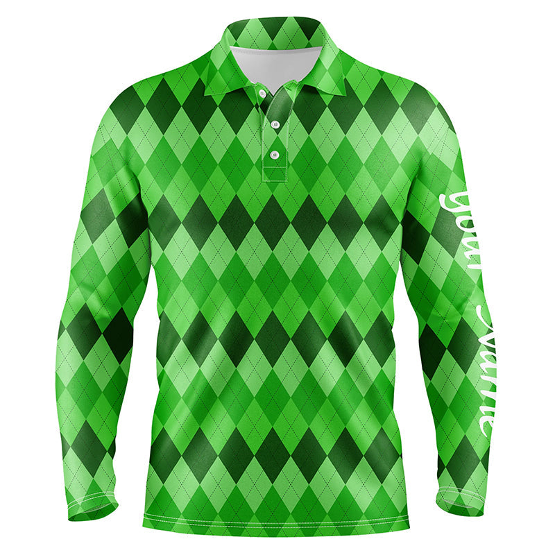 golf polo shirts green argyle pattern golf shirts custom team golf polo St Patrick day