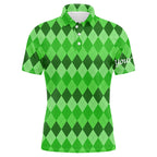 golf polo shirts green argyle pattern golf shirts custom team golf polo St Patrick day