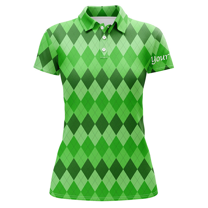 golf polos shirts green argyle pattern golf shirts custom team polo St Patrick day
