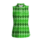 sleeveless polo shirt green argyle pattern golf shirts custom team golf polo