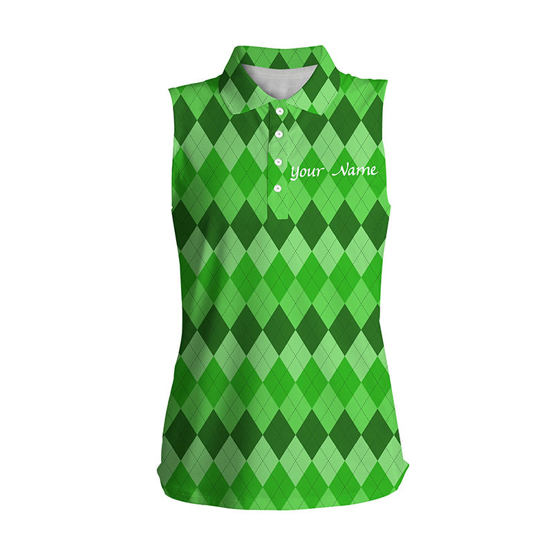 sleeveless polo shirt green argyle pattern golf shirts custom team golf polo