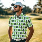 golf polo shirts green argyle St Patrick's Day pattern golf shirts custom team golf polo