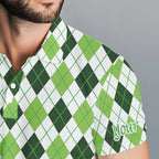 golf polo shirts green argyle St Patrick's Day pattern golf shirts custom team golf polo