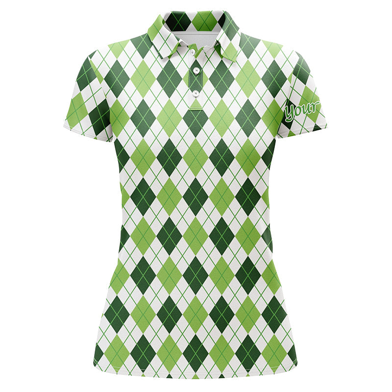 golf polos shirts green argyle St Patrick's Day pattern golf shirts custom team golf polo