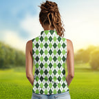 sleeveless polo shirt green argyle St Patrick's Day pattern golf shirts custom team golf polo