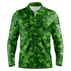 golf polo shirts Green clover St Patrick's Day pattern golf shirts custom team golf polo
