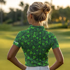 golf polos shirts Green clover St Patrick pattern golf shirts custom team golf polo